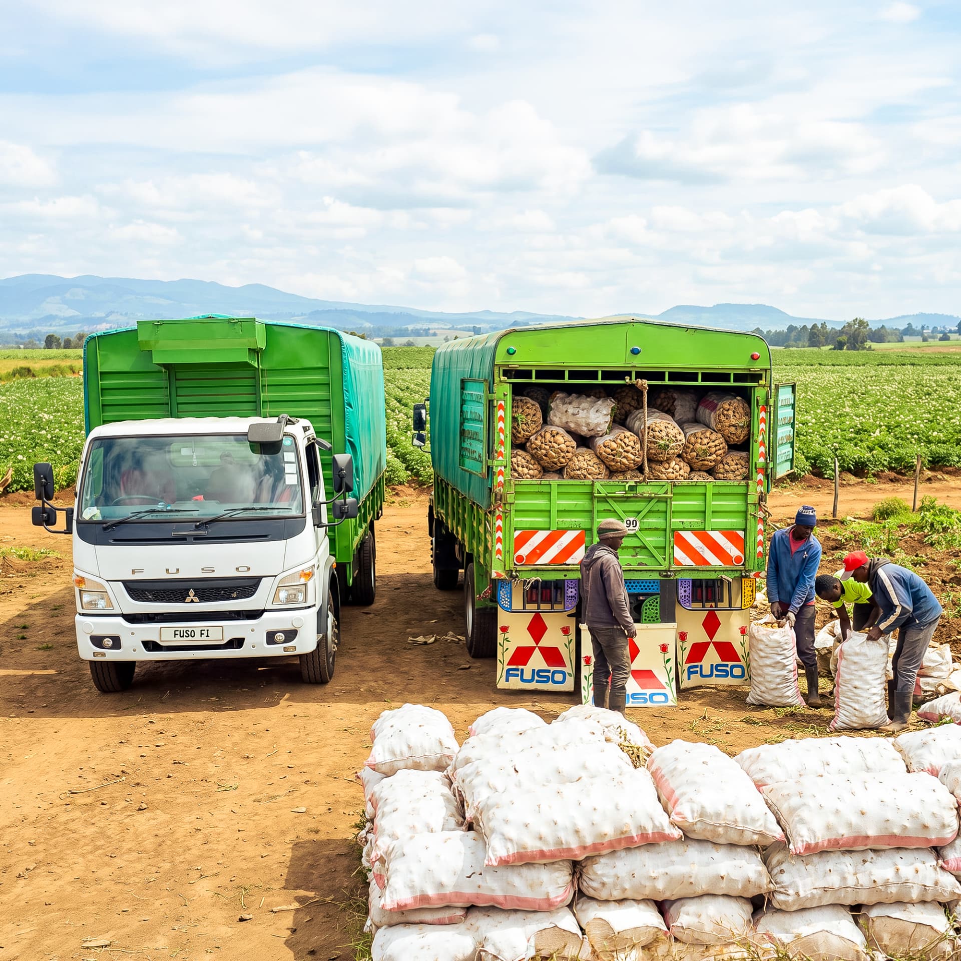 Technician servicing a truck in a FUSO workshop